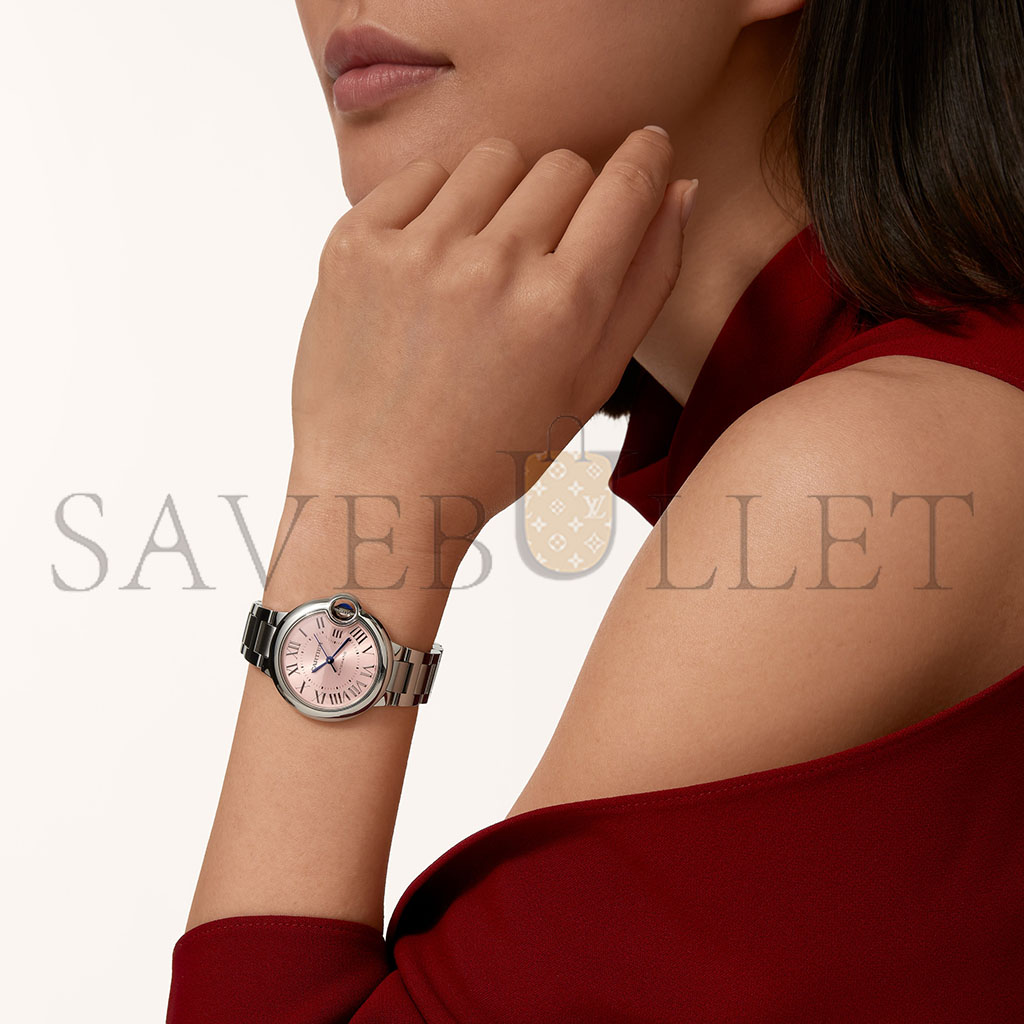 ca*t*er ballon bleu de watch 28 mm steel Di*m*nd case Di*m*nd bezel pink dial w6920038